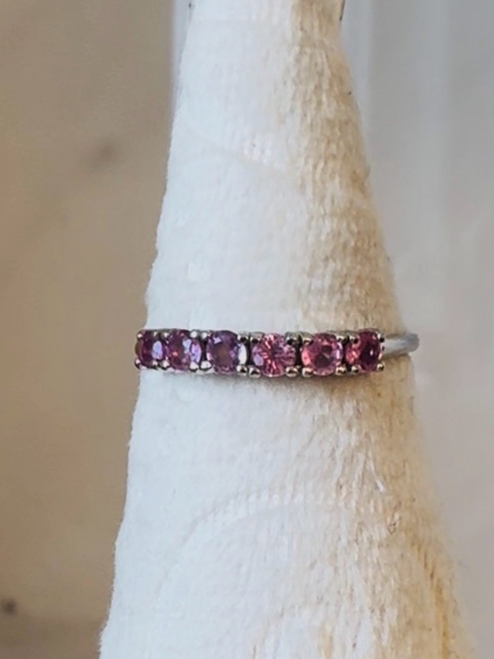 NWT S925 Sterling silver pink sapphire band adustable size 5 6 7 8 ring